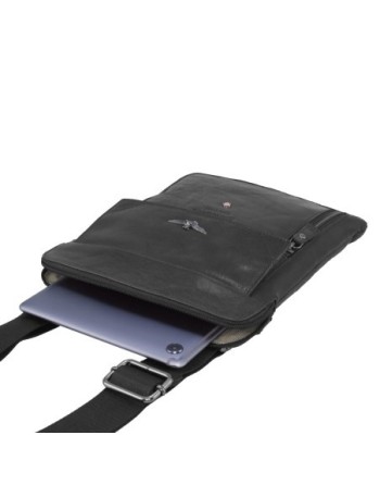 Torba na ramię saszetka na tablet Aeronautica Militare  z kolekcji Vintage w kolorze czarnym